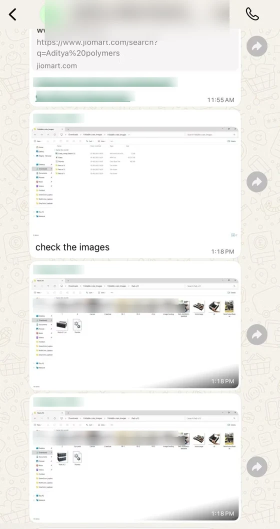 Listing updates shared with a seller on WhatsApp